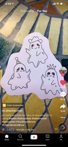 the sticker is showing three ghost faces