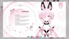 an anime character with pink hair and bunny ears