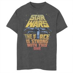 star wars the force is strong with this one t - shirt in grey, front view