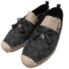 Coach Slip On Carson Espadrille Flats Shoes Black Coal Size 11 Brand New In Box! Msrp $178 So Comfy! Details: Signature Jacquard Upper Cotton Lining Jute Footbed Rubber Outsole Slip On 1/2 Platform Style No. Fg3457 Coach Flats, Espadrille Flats, Flats Shoes, Flat Espadrilles, Coach Shoes, Shoes Black, Flat Shoes Women, Loafer Flats, Black Shoes