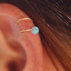 Opal hoop, gold hoops, silver hoop, small hoop, tiny hoop, spiral hoop, SINGLE ONE hoop Tiny Gold Hoop Earrings, Unique Hoop Earrings, Tragus Ring, Blue Opal Earrings, Helix Piercing Jewelry, Cartilage Jewelry, Helix Hoop, Diamond Earrings Studs Round, Small Gold Hoops