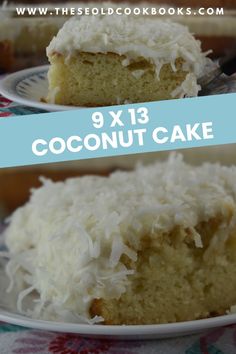 there are two pieces of coconut cake on the plate