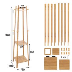 PRODUCT HIGHLIGHTS Product Title: Bamboo Standing Clothing Rack with Shelves Theme: Modern, chic Color: Wooden Easy to assemble Sturdy and long lasting SPECIFICATION Material: Bamboo Assembled Height: 168 cm Assembled Width: 40 cm Assembled Depth: 40 cm Weight: 4.5 kg * This product is only available in United States and Germany SKU 35019 Standing Clothing Rack, Coat Stand Hallway, Clothing Rack With Shelves, Wooden Clothes Rack, Hallway Shelf, Bamboo Clothes, Coat Rack With Storage, Bamboo Hats, Tree Coat Rack