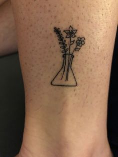 Flowers, Erlenmeyer flask, science, biology, scientist Matching Science Tattoos, Forensics Tattoo, Chemist Tattoo, Plant Science Tattoo, Cute Chemistry Tattoos, Tattoos For Scientists, Bacteria Tattoo, Forensic Tattoo