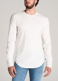 American-Tall-Men-Slub-Long-Sleeve-Scoop-Tee-Ecru-front Classic Long Sleeve Off White Tops, Classic Off White Long Sleeve Tops, Classic Off-white Long Sleeve Tops, Cream Long Sleeve Relaxed Fit T-shirt, Cream Long Sleeve T-shirt Relaxed Fit, Off White Long Sleeve Everyday Tops, Off White Long Sleeve Tops For Everyday, Scrubs Dress, Cozy Sleepwear