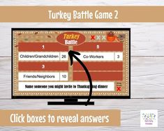 the turkey battle game 2 is shown on a computer screen with an arrow pointing to it