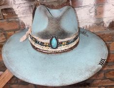 MY BABY BLUE - Etsy Cowboy Hat Crafts, Boho Chic Hats, Cowboy Hat Design, Custom Cowboy Hats, Custom Made Hats, Dope Hats, Diy Leather Projects, Felt Cowboy Hats, Painted Hats