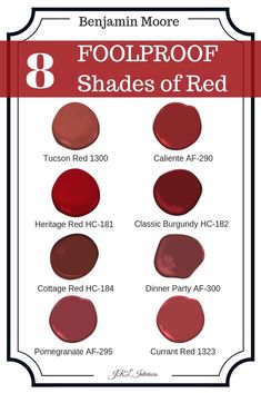 the different shades of red are shown in this graphic