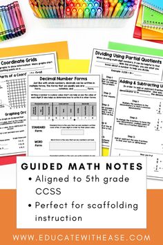 the guided math notes for students to practice their writing skills