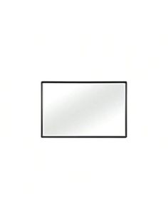 a white wall with a black frame and mirror on it's left hand side