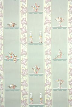 an image of a wallpaper pattern with birds and flowers on the background in pastel colors