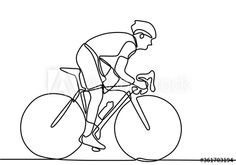 continuous line drawing of a man riding a bike