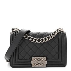 This is an authentic CHANEL Calfskin Quilted Small Boy Flap in Black. This chic shoulder bag is finely crafted of rich calfskin with signature diamond stitched quilting in black. The bag features a ruthenium chain-link shoulder strap, a leather shoulder pad, and a ruthenium-facing Chanel Boy CC press lock. The flap opens to a black fabric interior with a small patch pocket. Boy Bag Chanel, Chanel Boy Bag Black, Jersey Quilt, Classic Phones, Chanel Crossbody, Chanel 19, Chanel Tweed, Quilted Wallet, Chanel Shoulder Bag