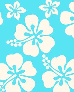 a blue and white flower pattern is shown in the middle of an image with flowers on it