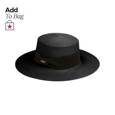 in stock Black Flat Brim Summer Sun Hat, Elegant Black Fedora For Travel, Black Short Brim Bucket Hat For Vacation, Black Brimmed Boater Hat For Beach, Black Travel Hat With Curved Brim, Adjustable Black Wide Brim Boater Hat, Black Curved Brim Hat For Travel, Black Flat Brim Hats For Summer, Classic Black Travel Hat