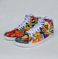 Base: Nike Air Jordan 1 Paints: Angelus Direct These are one of a kind custom Mac Miller hand painted leather shoes. I can do any design you want, just message me with anything you have in mind so we can work on your own personalized custom pair! :) it can be painted on both sides. Great as a gift to yourself or your loved ones customizing them with a name or a personal dedication! Wash on gentle cycle below 40 C, but it is always better to spot clean . Thanks a lot Painted Leather Shoes, Customizing Shoes, Mac Miller, Hand Painted Leather, Nike Air Jordan 1, Anime Cartoon, Shoe Art, Custom Shoes, Air Jordan 1