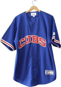 Vintage Chicago Cubs Baseball MLB Starter Jersey LargeCondition: light mark on sleeveTag reads: Starter100% polyesterLarge (vintage can run small, check measurements below)Made in KoreaMeasurements:Length (shoulder to the end of garment): 29"Width (armpit to armpit): 23. 5"Sleeve (armpit to the end of sleeve): 7. 5"**I like to recommend you compare the measurements listed to the measurements of a shirt you like the fit of to see if it will work**All measurements are taken with the garment flat o Chicago Baseball, Atlanta Braves World Series, Disco Fashion, Chicago Cubs Baseball, Cubs Baseball, White Crewneck, Vintage Jerseys, To The End, Baseball T Shirt