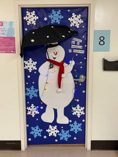 Door decor, immunizations, umbrella of protection Snowman Classroom Door Ideas, Winter Door Decorations Classroom, Halloween Door Decorations Classroom, Winter Classroom Door, Diy Door Decor, Snowman Wallpaper, Diy Christmas Door