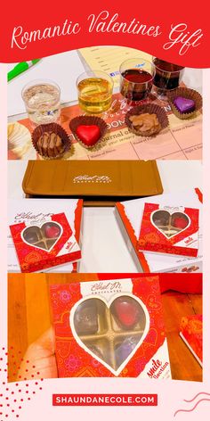 valentine's day gift box with chocolates in it and the words romantic valentine gifts on