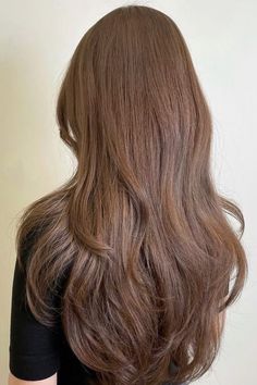 Korean Hair Color Brown Natural, Korean Style Haircut For Women, Korean Light Brown Hair, Light Brown Hair All Over Color, Long Korean Hairstyles, Light Perm, Korean Long Hairstyle, Hair Korean Style, Long Light Brown Hair