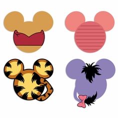 the mickey mouse ears are different colors and sizes