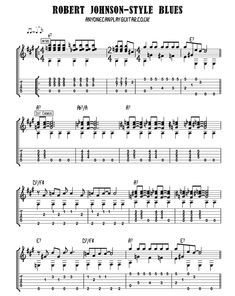 sheet music with the words robert johnson - style blues