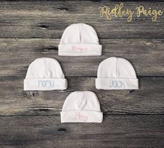 "Personalize Newborn Hospital Hat - Infant Baby Beanie with Name - Monogram Baby Beanie - Embroidered Baby Hat - Custom Infant Hat with Name P R O D U C T ∙ I N F O R M A T I O N * The name is embroidered on the front fold of the beanie.  * Material: 100% interlock soft cotton * Size: Newborn 0-3 Months * Featured Font in Photo: variety * Color Combination shown: variety ♥ H O W ∙ T O ∙ O R D E R  * In the \"Notes to Seller\" text box, once the listing has been added to your cart, put the NAME & COLOR * Choose a FONT from the Font Chart, which can be found by swiping through the photos on each listing * If you would like to have a different COLOR combination than what is shown, add the colors when entering the name when ordering. The Color Chart is in the photos, after the Font List ♥ O T Embroidered Baby Hat, Mango Color, Boys Hat, Newborn Hospital Hats, Infant Hat, Boys Beanie, Monogram Baby, Monogram Hats, Personalized Newborn