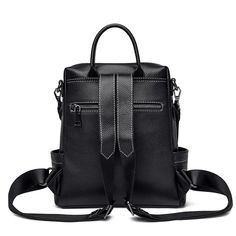 Elevate your style with our Women's Leather Backpack - a blend of high-quality soft leather and chic design. Perfect for school or leisure travel, this backpack exudes sophistication and practicality. Embrace the large capacity and timeless black hue, making it the ideal companion for fashionable individuals. Main Material: Genuine Leather Lining Material: nylon Interior Zipper Pocket Interior Compartment Exterior: Silt Pocket Large Capacity Leather Bags For Back To School, Back To School Large Capacity Leather Bags, Large Capacity Leather Backpack For School, Large Capacity Leather Backpack For Back To School, Black Faux Leather Backpack For On-the-go, Large Capacity Black Leather Rectangular Backpack, Black Satchel Backpack With Large Capacity, Large Capacity Black Leather Satchel Backpack, Black Leather Satchel Backpack With Large Capacity