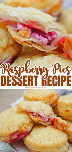 raspberry pie dessert recipe with text overlay