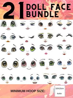 an image of two different eyes with the words, 2 doll face bundle