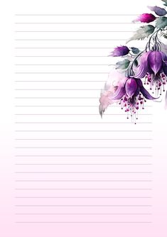 a notepad with purple flowers on it