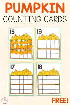 pumpkin counting cards for kids to practice counting