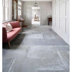 Provence Cenere Porcelain Tile 60.4x90.6cm-Porcelain tile-Ca Pietra-tile.co.uk Grey Kitchen Floor, Gray Porcelain Tile, Passage Of Time, Flagstone Flooring, Ancient Stone, Large Tile, The Passage