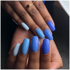 Nails Art Bleu, Nails Bleu, Nail Art Bleu, Multicolored Nails, Ongles Nails, Simple Gel Nails, Sparkle Nails, Acrylic Nails Coffin Short, Glam Nails