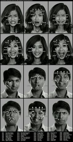 many different faces are shown in this black and white photo, with the words on each side