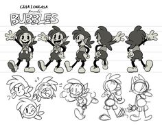 some cartoon character poses and expressions