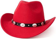 Red Bucket Hat, Ear Cuff Earings, Cowboy And Cowgirl