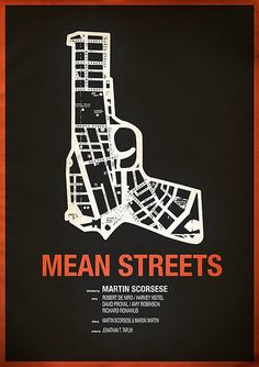 a black and orange poster with the words mean streets