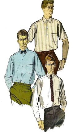 three men in shirts and ties standing next to each other with their hands on their hips