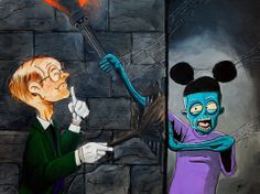 a painting of mickey and the blue man