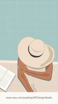 a person with a hat sitting on the ground next to an open book and water