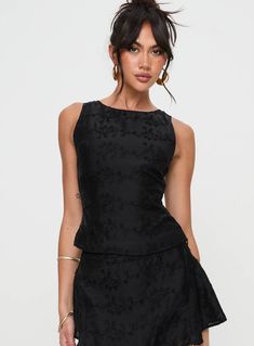 Perilla Lace Top Black Black Sleeveless Lace Top, Black Sleeveless Top With Lace Trim, Black Sleeveless Delicate Lace Top, Black Lace Camisole With Delicate Detail, Black Delicate Lace Camisole Top, Black Lace Mini Dress, Black Lace Tops, Fleece Dress, Skirts Online