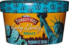 a tub of lady liberty mint ice cream