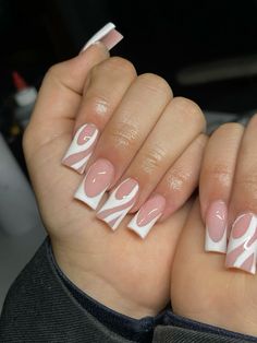 French tip with a twist French Tipped Nails With Design, Square French Tip With Design, French Tip Nails With Design White, Nail Design With French Tip, Cute Short White Nails With Design, French Tip White Design, Square Nail Designs French Tip, French Tip Nail Inspo Square, Short French Tips With Design