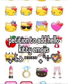 an image of hello kitty emo stickers with the caption that says, petition to add hello kitty emos