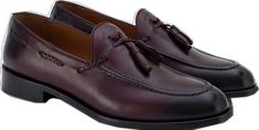 Burgundy Leather Loafers With Red Sole, Burgundy Leather Shoes With Leather Sole For Galas, Elegant Burgundy Loafers With Rubber Sole, Burgundy Leather Shoes With Rubber Sole For Galas, Tassel Loafers With Stitched Sole For Galas, Burgundy Leather Loafers For Galas, Gala Tassel Loafers With Stitched Sole And Round Toe, Luxury Tassel Loafers For Galas With Stitched Sole, Luxury Tassel Loafers With Stitched Sole For Galas