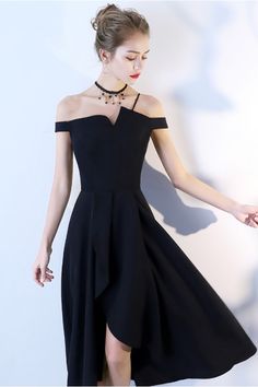 Tea Length Black Formal Party Dress Off Shoulder - $67.15 #BLS86030 - SheProm.com Black Midi Evening Dress For Banquet, Black Off-shoulder Party Dress, Sleeveless Black Midi Dress For Banquet, Black Sleeveless Midi Dress For Banquet, Black Off-shoulder Formal Dress, Black A-line Midi Dress For Banquet, Black V-neck Banquet Dress, Black V-neck Dress For Banquet, Black V-neck Dress For Banquets