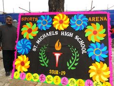 a colorful banner with flowers and the words st michael's high school