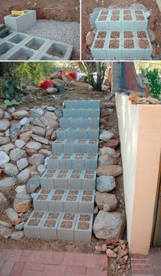 the steps are made out of cinder blocks