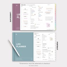 two notebooks with the words life planner on them